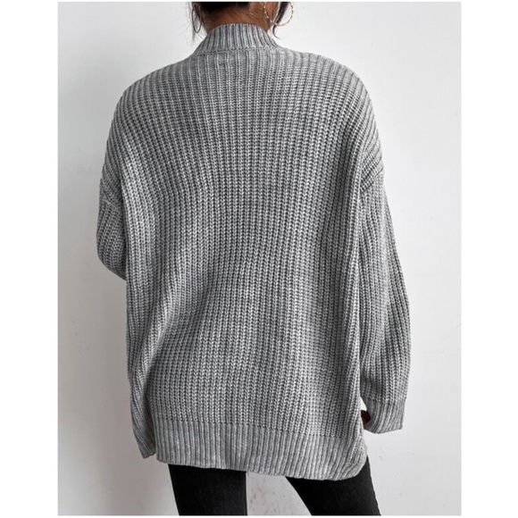 Grey Cozy Chunky Knit Open Front Cardigan XS S M L XL - Picture 3 of 3